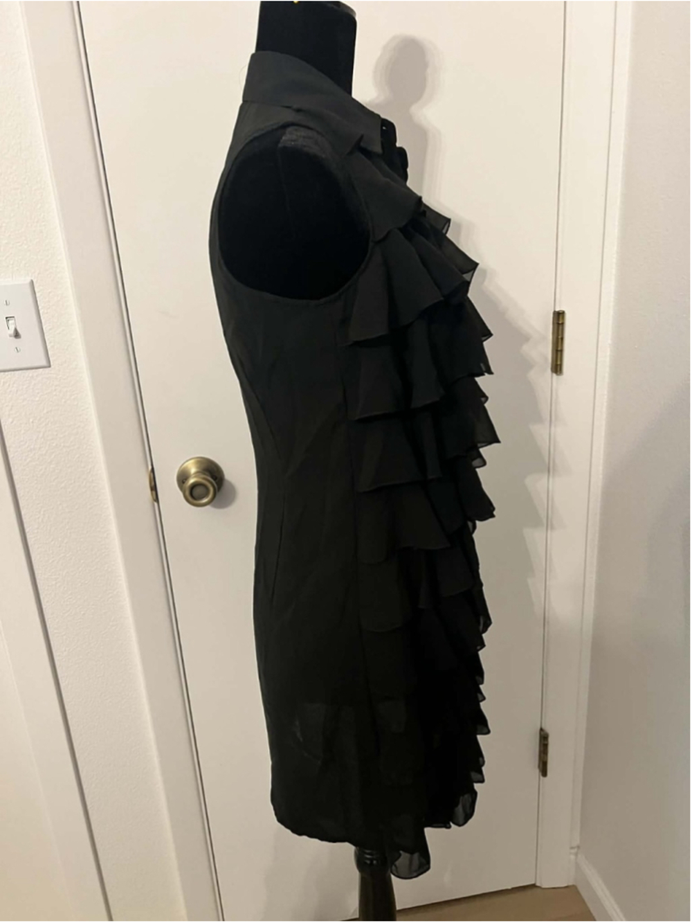 NWT Samuel Dong Black Ruffle Blouse Sz Small Avant Garde Statement Top Tiered - Picture 3 of 5